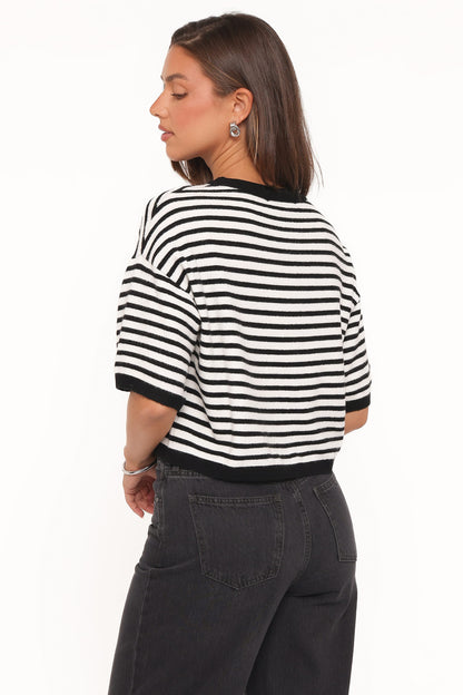 Ceres Knitted Tee - Black/White
