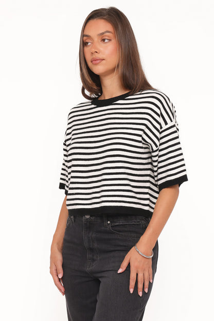 Ceres Knitted Tee - Black/White