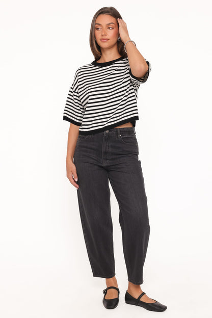 Ceres Knitted Tee - Black/White
