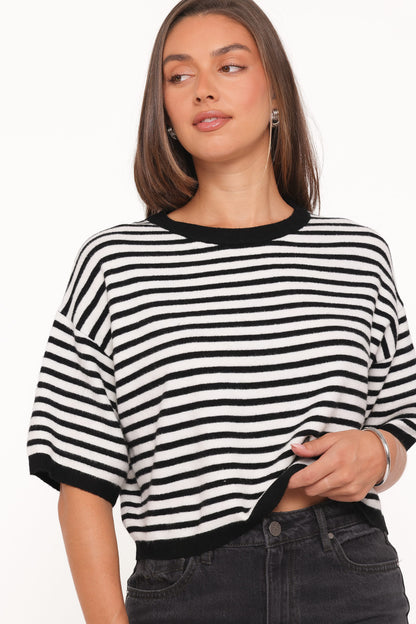 Ceres Knitted Tee - Black/White