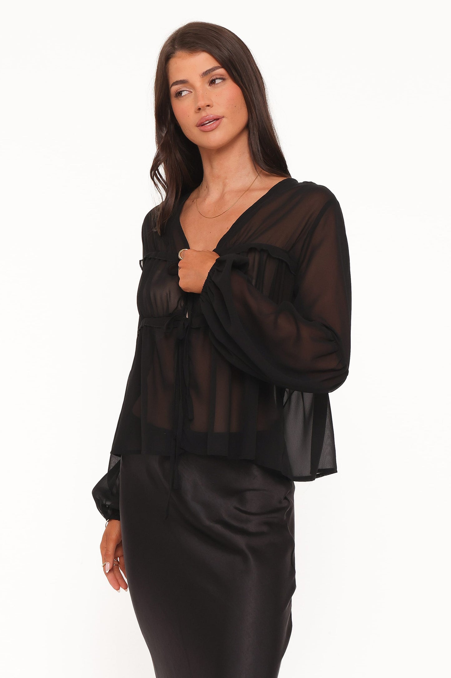 Chiaro Sheer Top - Black