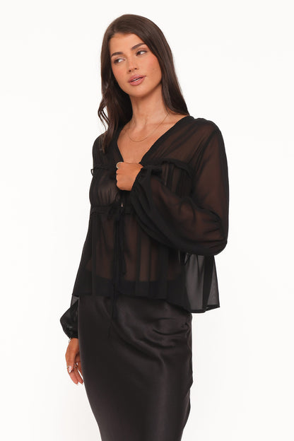 Chiaro Sheer Top - Black