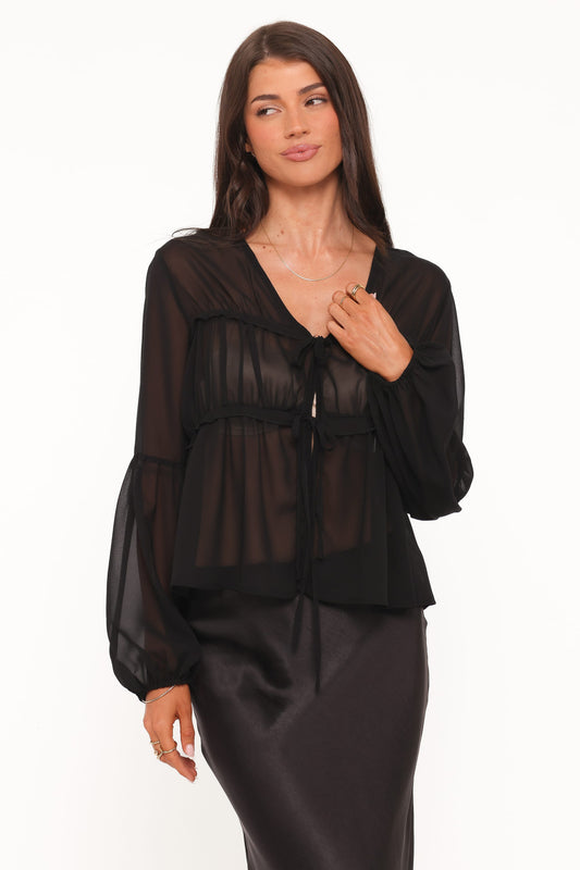 Chiaro Sheer Top - Black