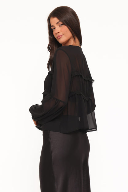 Chiaro Sheer Top - Black