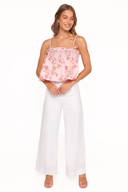 Cosima Baby Doll Top - Rose Pink Floral