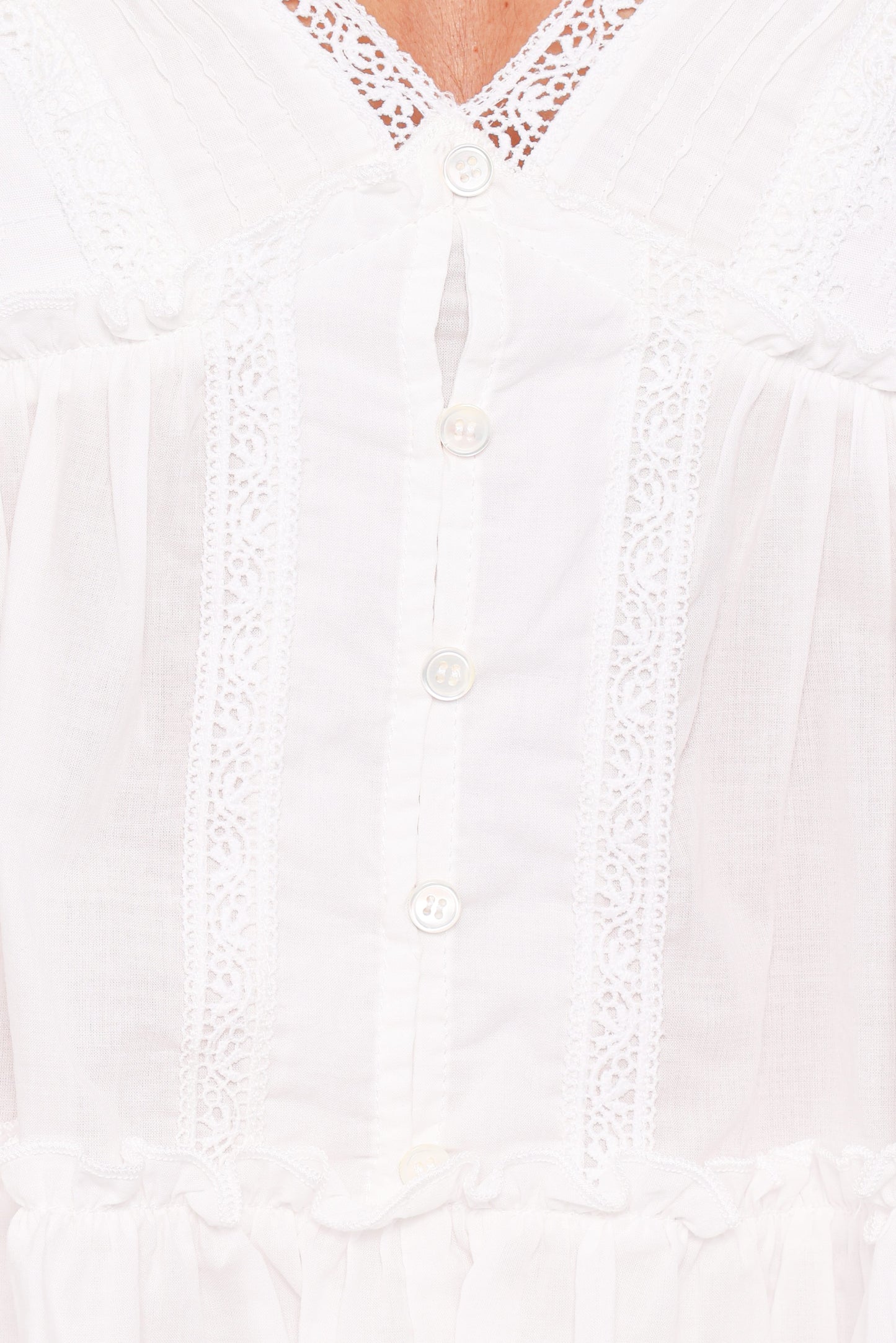 Daisy Cap Sleeve Top - White Broderie