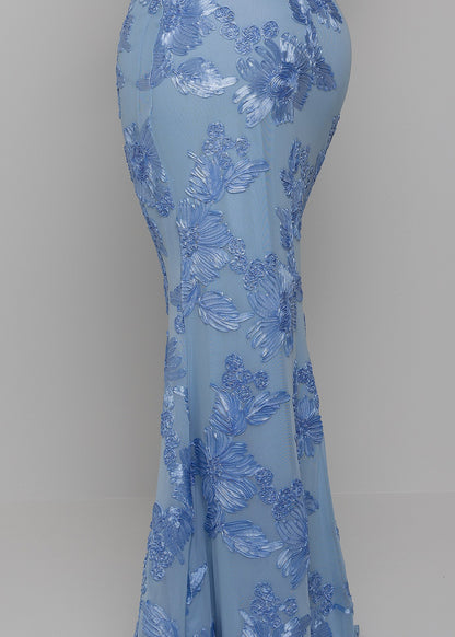 Spring Cascade Floral Maxi Dress - Blue