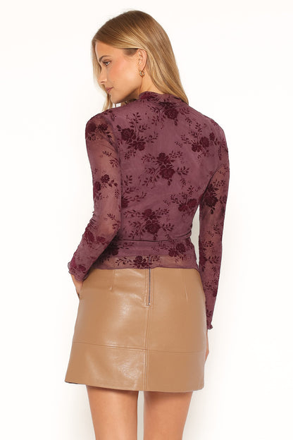 Conner Mesh Top - Plum Burnout